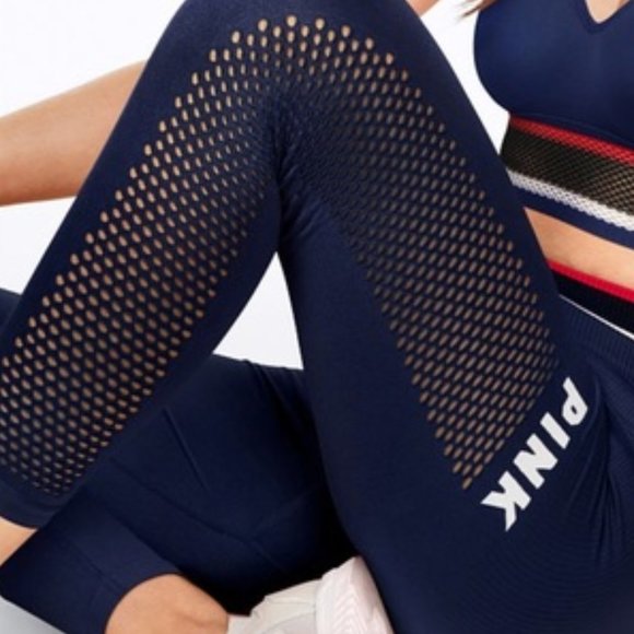 PINK Victoria's Secret Pants - NEW VS PINK Laser Cut Workout Tight Ensign Blue